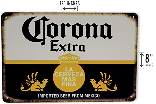 Corona Beer Man Cave Decor Metal Bar Sign | La Cerveza Alcohol Cervezas Extra | Party Home Bar Decor | Retro Vintage Bar Signs Size: 8X12 Inches #TOP6