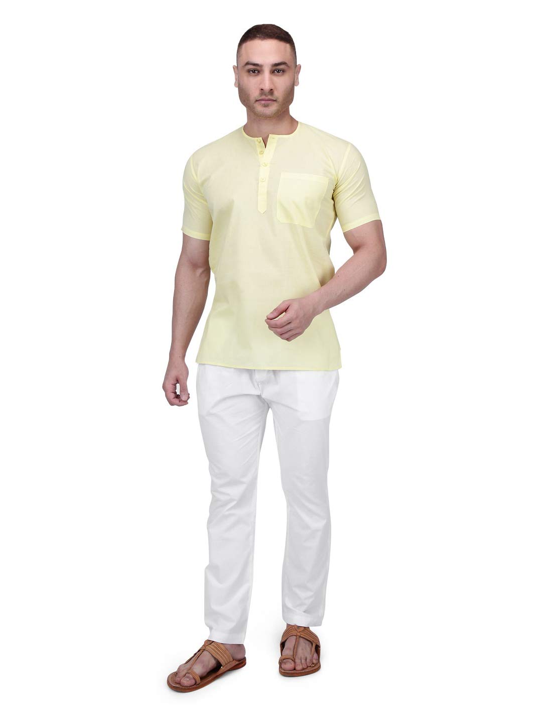 Rajubhai Hargovindas Fine Cotton Short Kurta with Pyjama Set