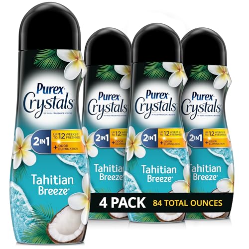 Purex Crystals in-wash Fragrance and Scent Booster, Tahitian Breeze, 21 Ounce (Pack of 4)