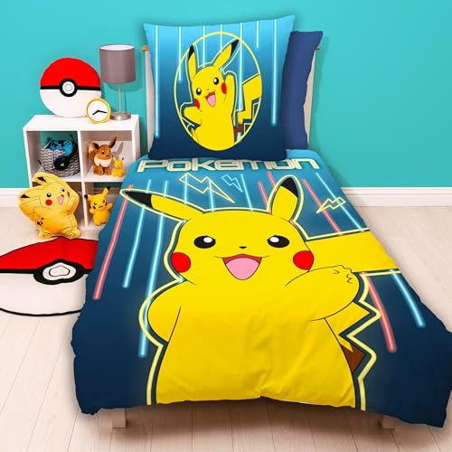 Pokemon Bettwäsche-Set 135x200 80x80 cm - 2-teilig Pokémon Pikachu...