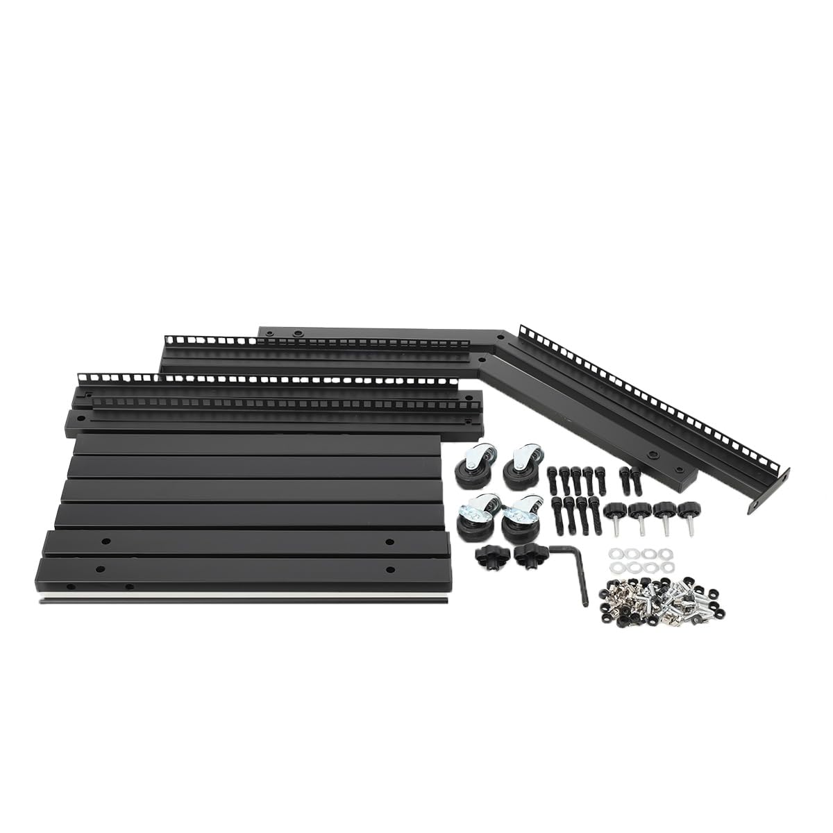 Mobiler Rack Wagen mit 4 rollenden Rollen, Mobiler DJ PA Studio Rack Wagen Rack Ständer Rollwagen Stage Stand, DJ Mixer Stand Rack Mount Mobiler Stand Stage Cart Rack, Schwarz