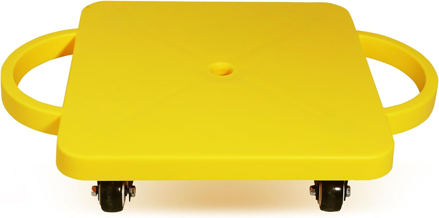 GSE Games & Sports Expert Yellow Gym Floor Scooter Board with Handles, Sitting Scooter for Kids Indoor Play, Fun Scoot Board