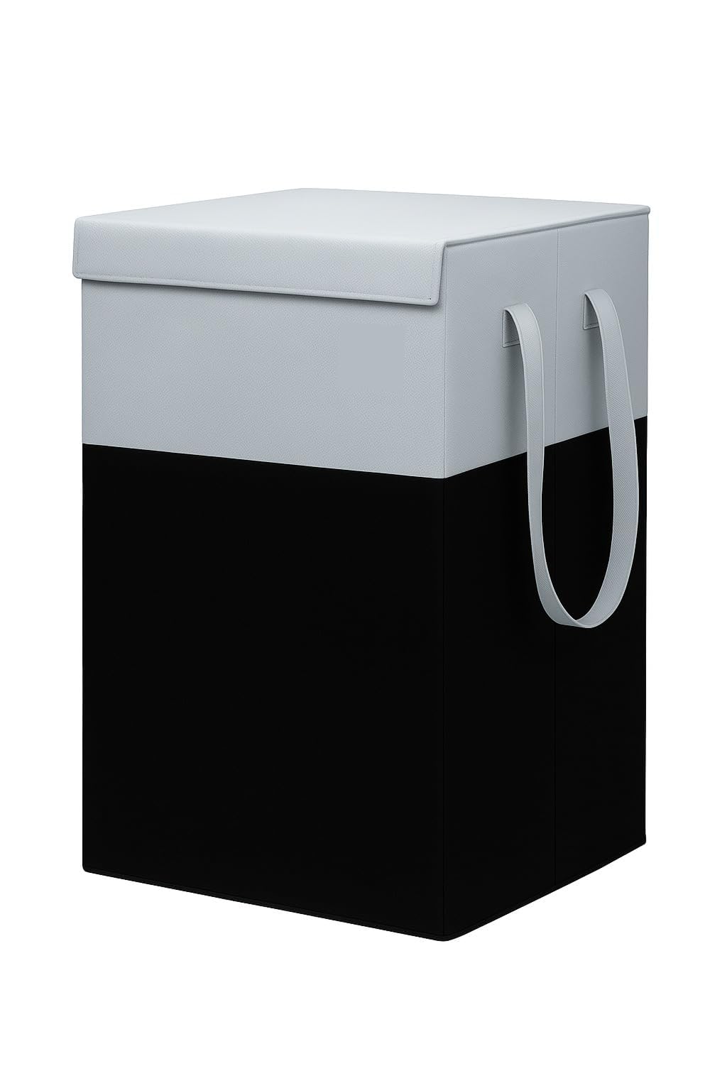 Lazer 75L Foldable Laundry Basket with Lid & Handles | Non-Woven Fabric, Rectangular Large Storage Bag for Clothes | Freestanding Organizer for Bedroom/Dorm (36×36×53 cm, Black)-image-27
