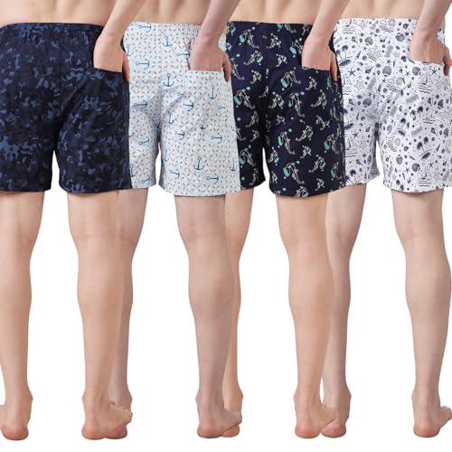 Image of Urban Scottish Ultra-Comfortable Men's Boxer Pants (Pack of 4), 100% Cotton with Stylish Print, Soft & Stretchy Elastic Waist Band, Dynamic Movement & Hardwearing Stitching,Breathable Gentle Snug Fit