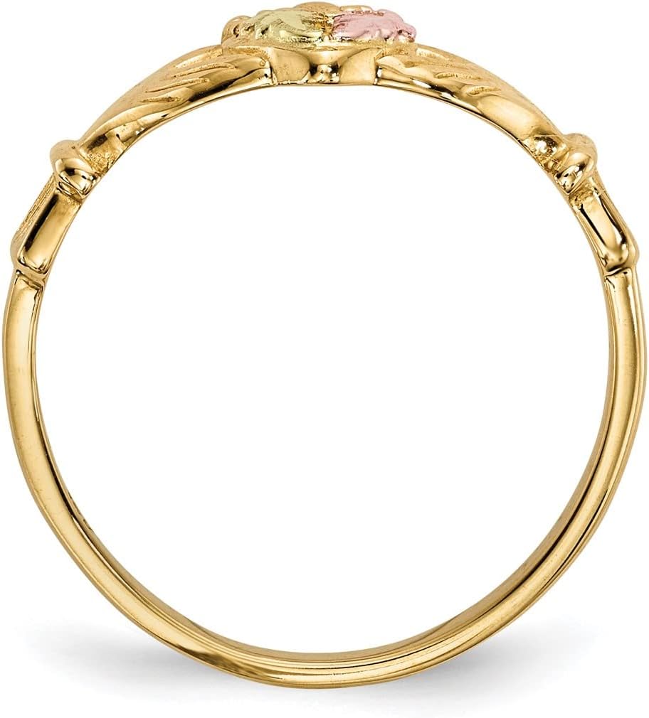 10k Yellow Gold Claddagh Ring, 12k Pink and Green Black Hills Gold