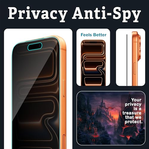 Image of FIRST MART Privacy Tempered Glass for iPhone 17 Pro With Cable Guard & Installation Kit | Anti-Spy 9H Screen Protector, Edge-to-Edge, Case-Friendly | Black