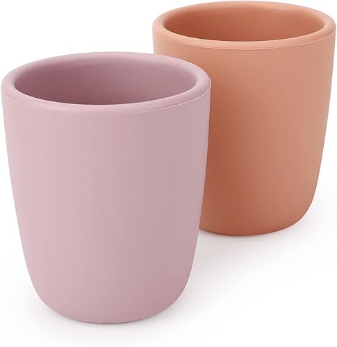Vaso de silicona para niños pequeños, paquete de 2 vasos de entrenamiento de silicona sin BPA para bebés de 6 meses o más, 4 onzas líquidas taza