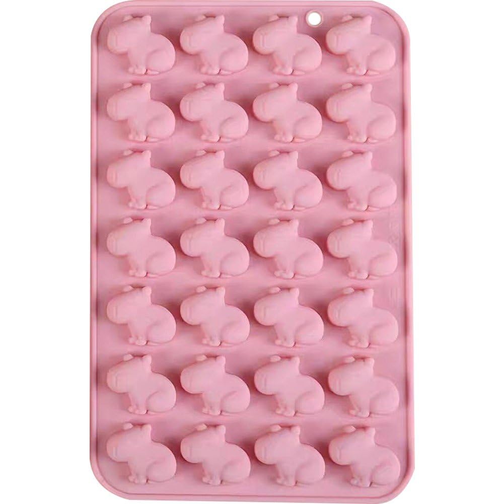Uzztfa Pink Cute Capybara Silicone Chocolate Molds, 3D Capybara Candy Mold Jelly Mould Kitchen Baking Molds Ice Cube Trays Silicone Baking Molds