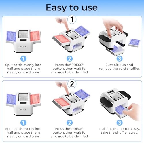 Image of Automatic Card Shuffler for 1-2 Decks Dual Motor Not Stuck Card Automatic Sensing Function Rechargeable Card Shuffler Low Noise Card Shuffler for Poker Uno,Bridge,Spades,Card Games
