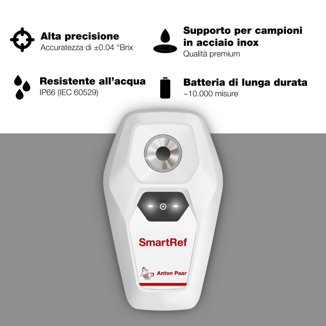 SmartRef by Anton Paar - Rifrattometro digitale per produttori artigianali di birra, vino, fermentati, caffè, miele, sciroppo d’acero, acquari | Zucchero, Brix, salinità, Plato, gravità specifica (SG)