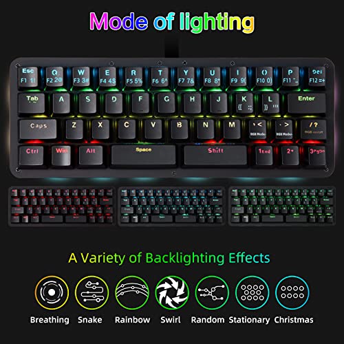 koolertron 42-key 40 macaro gaming keyboard - compact rgb backlit mechanical keypad hot-swappable usb-c programmable mini keyboard for pcmac gamers fully customizable