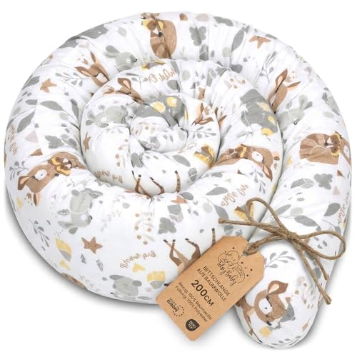 Totsy Baby Almohada para Dormir de Lado algodón 200 cm Algodón - cojin Cervical Enrollable Lavable Cojines Grandes Almohada para el Cuerpo Oeko-Tex Ciervo