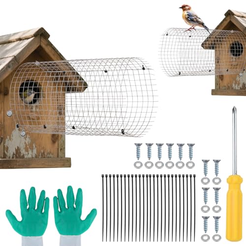 2pcs Bluebird House Predator Guard, Stainless Steel Bird House Hole Protector Round Sparrow Wire Entrance Guard Metal Mesh for Safe Bluebird Nesting Box