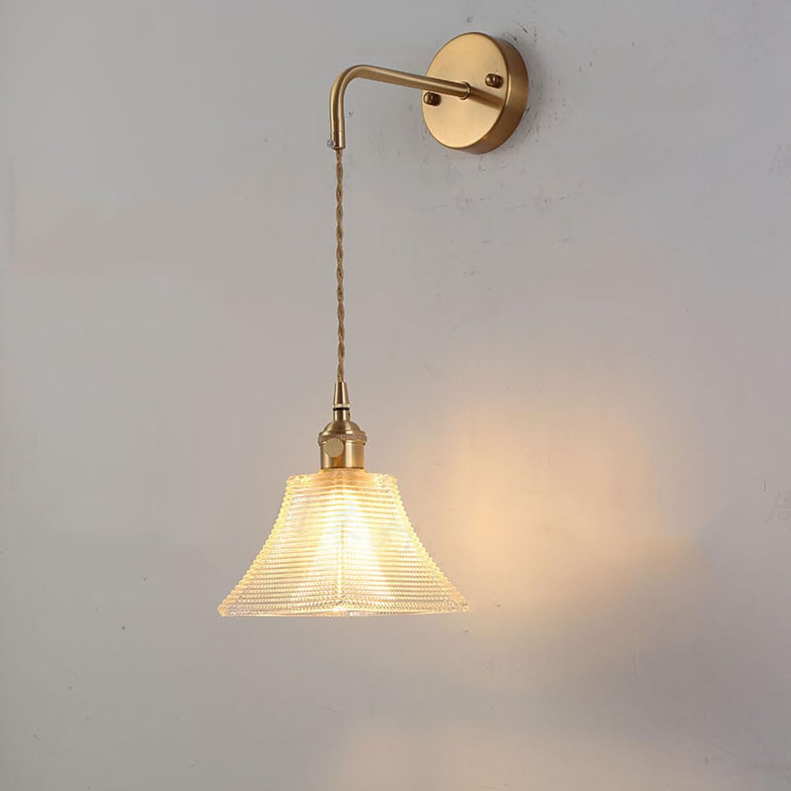 Huayusedf D Retro Wall Sconce With Glass Lampshade Living Room Brass Lights Bedroom Nordic Lamp Lighting Fixtures (O)(D)