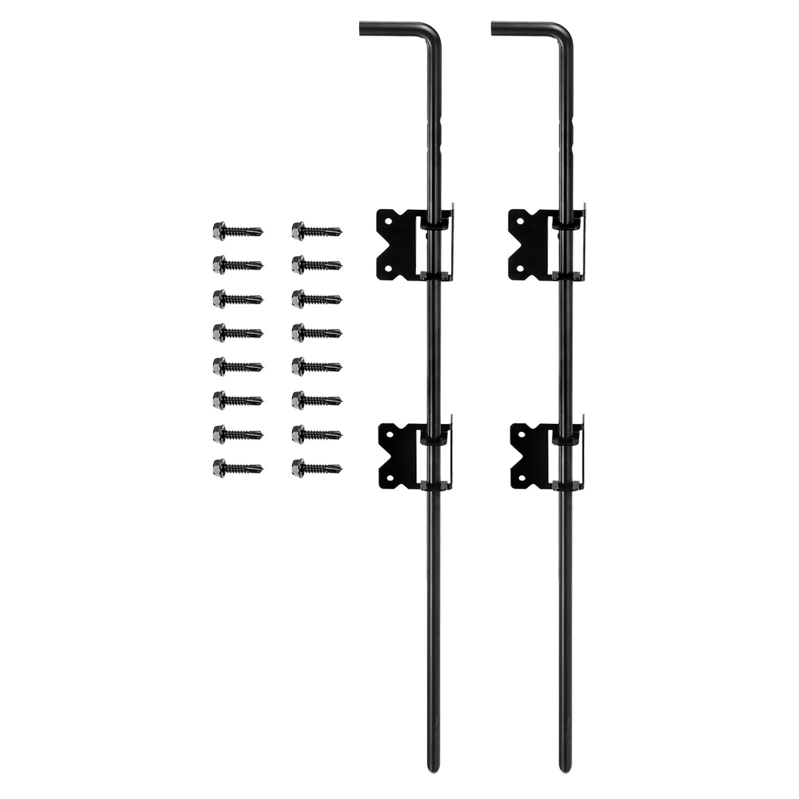 QUARKZMAN 36" Caña Perno Puerta Caída Varilla para Madera Cerca, 2uds Hierro Puerta Herraje Tierra Pestillo para Madera Valla y Sujeción Puerta, Suelo Sujeción Puerta, Negro
