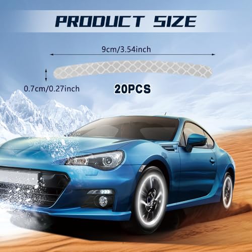 Image of 20PCS Reflective Car Wheel Decorative Stripe Stickers, Reflective Car Decal, Anti-Scratch Reflective Rim Stickers, Night Safety Warning Car Stickers Universal for Vehicles Motorcycles (White)