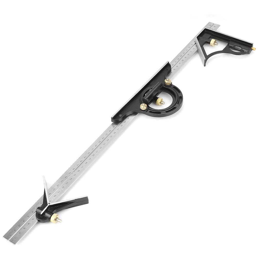Squadra combinata 600 mm Righello angolare for ingegneri Squadra for set di carpenteria Set di squadre combinate Righello angolare regolabile in metallo for ingegneri Righello angolare in acciaio inos