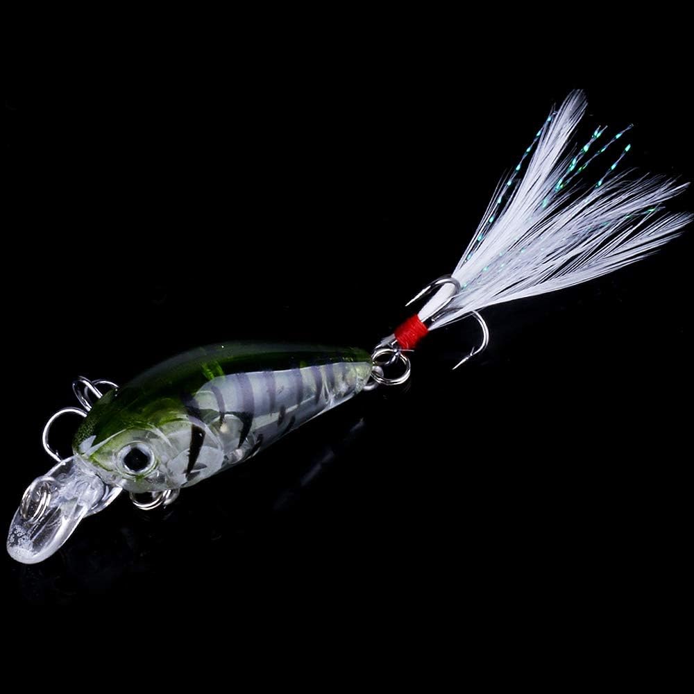 OriGlam 5 Pack Minnow Fishing Lure Crank Bait, Fishing Bass Bait Lures Hard Artificial Bait, Crankbait Fishing Lures Hooks 3D Eyes for Bass Fishing Lure Freshwater and Saltwater