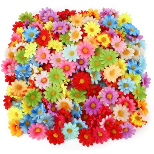 MWOOT 100 Piezas Margarita Flores Artificiales, Cabezas de Flores Falsas, Margarita de Seda para Manualidades, Pequeñas Flores Falsas para DIY Coronas Ramos de Boda Fiesta Hogar Jardín Decoración