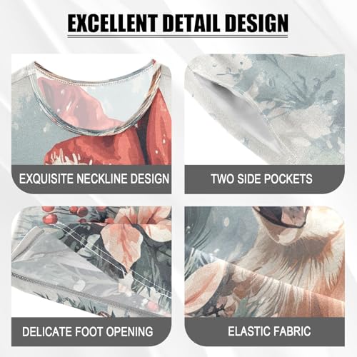 ALAZA Christmas Deer Floral Watercolor Pajamas Set Short Sleeve Cotton Sleepwear Summer Pjs 2 Piece 5-14Y4