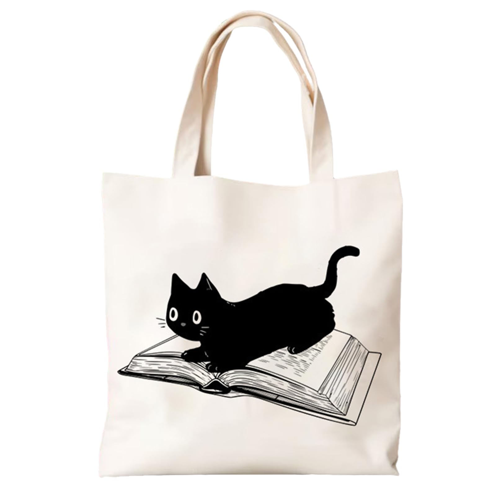 Asheyya Cute Cat Tote Bag for Book Grocery, Reusable Washable Foldable
