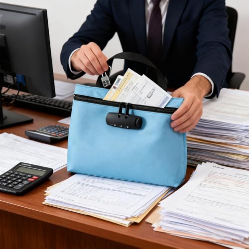 Bolsa de almacenamiento de dinero impermeable con cerradura de dígitos 7