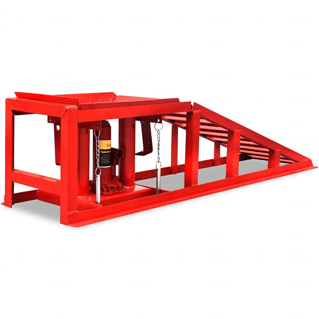 vidaXL Rampas de reparación de Coches 2 uds Acero Rojo, Mantenimiento de vehículos, Soporte de elevación, rampas de reparación de Coche