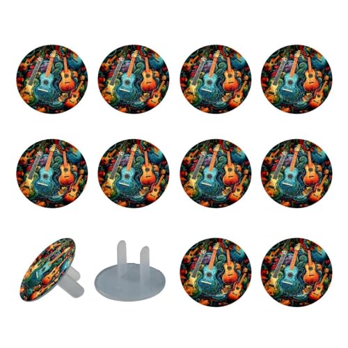 12 Packs Baby Child Proofing Outlet Covers, Musical Instrument Electrical Safety Socket Protection Caps for 2-Prong Power Wall Plate, Safety Plugs Protector Guard