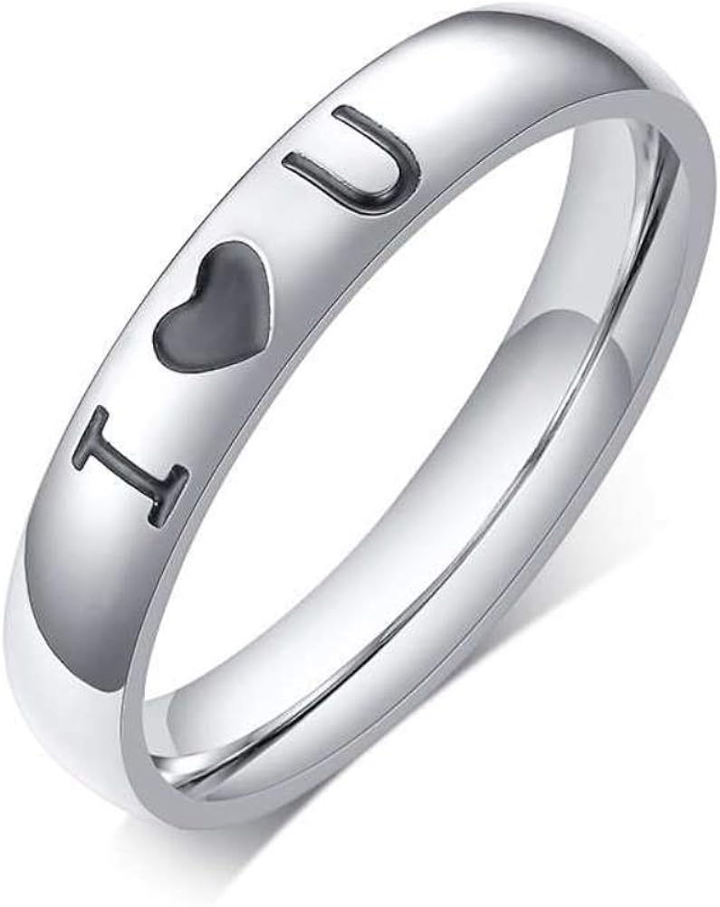 Blowin Anillo de Compromiso de Acero Inoxidable con Texto en inglés I