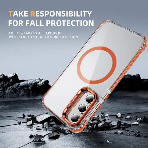 Coque Samsung A54 5G orange transparente avec support MagSafe intégrée