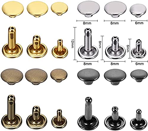 Set 180 Rivetti Per Pelle - 3 Taglie (6-8mm), 4 Colori, Con Strumenti, Per Fai Da Te E Riparazioni - Foto 13
