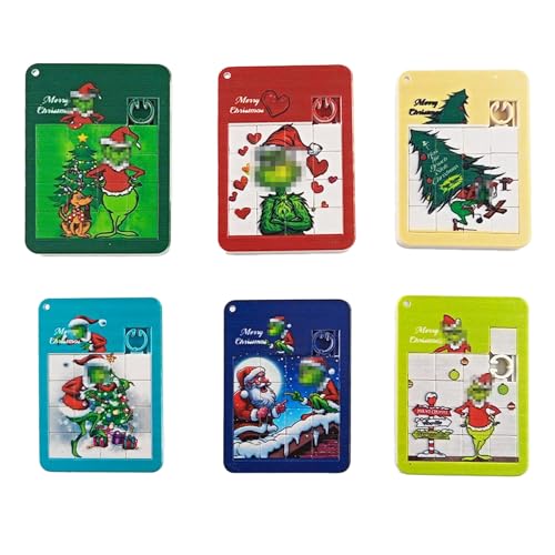 6 Stück Schiebepuzzle Kinder,Weihnachtlicher...