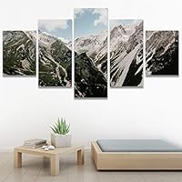 SIGNWIN 5 Panel Canvas Wall Art Snow Mountain for Home Decorations Ready to Hang - 60