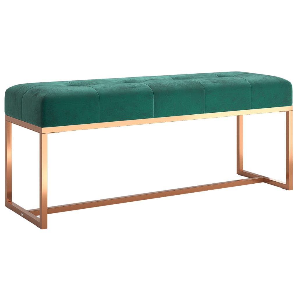 Banc d'entrée velours vert foncé 110 cm aux finitions soignées