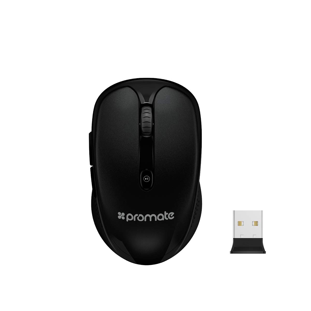 Promate 2.4Ghz Multimedia Wireless Optical Mouse with USB Adapter for Windows, Mac, CLIX-4-Black