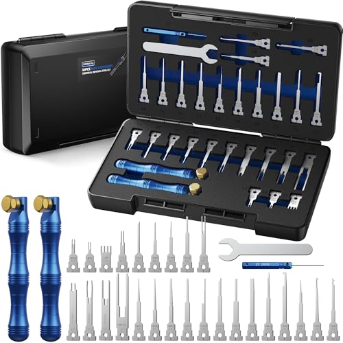 ZOMIYU Terminal Removal Tool Kit 30PCS Professional Depinning Tool Set with Replaceable Pin Extractor Tips for Molex AMP/TE Delphi Deutsch & Automotive Wiring Repair