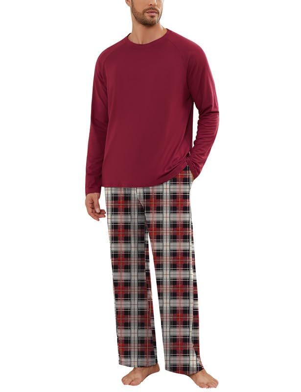 Marvmys Couples Pajamas Sets Men Pajamas Long Sleeve Winter Pjs Sleepwear Nightwear Sleep Set with Pockets S-3XL