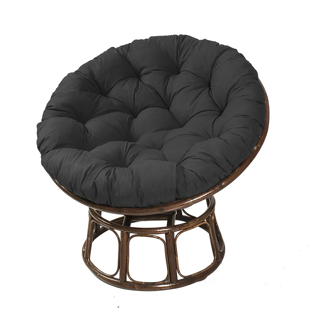 Surwin Papasan Chair Cushions, Thick Round Chair Cushions Hammocks Swing Pads, Papasan Round Chair Cushions with Fixing Straps, Indoor Egg Chair Cushion (80x80cm,Black)