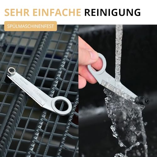 Foto von Westmark Rettich-/Spiralschneider mit langem Zentrierstab, Länge: 24 cm, Rostfreie Edelstahlklinge/Aluminium, Silber/Grau, 51302260, Einzeln