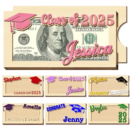Graduation Gifts Personalized Graduation Money Holder Custom Name Wooden Graduation Card Box Cash Holder Customized Class of 2025 Senior Money Gift for Graduates Him Her