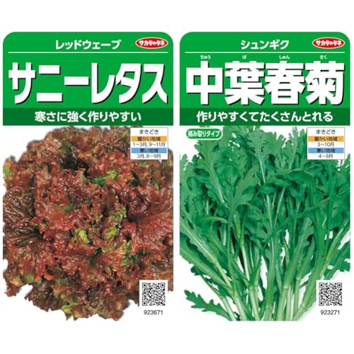 【セット買い】サカタのタネ 実咲野菜3671 サニーレタス レッドウェーブ 00923671 + 実咲野菜3271 中葉春菊 シュンギク 00923271