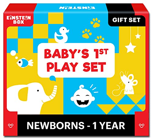 Image of Einstein Box High Contrast Set for Baby Girls & Boys Newborns & Infants of Age 1-3-6-9-12 Months | with Rattles + High Contrast Books+ High Contrast Flashcards| Gift Set for Babies
