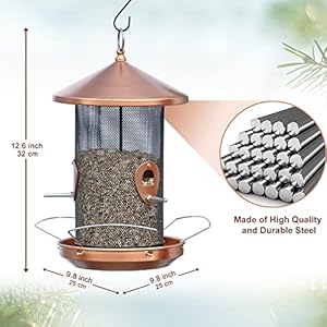 Metal Bird Feeders for Outside Hanging: 12.6 inches Mesh Screen Outdoor with Hook to Trees-House Warming Gifts for Bird Lovers Metal Bird Feeders for Outside Hanging 126 inches Mesh Screen Outdoor with Hook to Trees House Warming Gifts for Bird Lovers