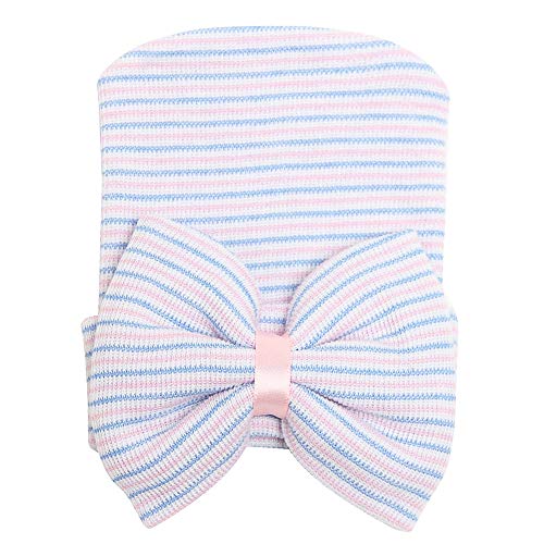 Image of Zando Newborn Hospital Hat Toddler Beanie Baby Boy Girl Knot Headbands with Big Bows Infant Baby Nursery Caps