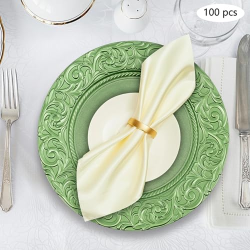 100 platos cargadores verdes de plástico redondos de 13 pulg. miniatura 3