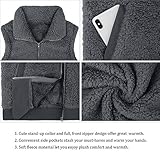 IECCP Fleecejacke Damen Teddy Fleece Weste Damen Herbst Winter Warm, Outdoor Weste mit Stehkragen Eingrifftaschen Reißverschluss(Dunkelgrau,M)