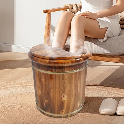 Baño de pies de madera con tapa y masajes miniatura 7