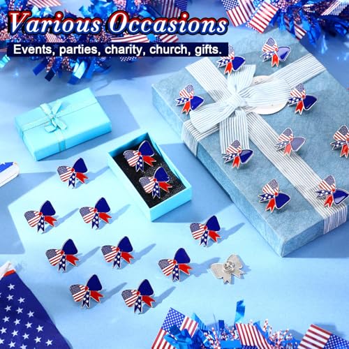Image of Tondiamo Patriotic Lapel Pins Gift Bulk USA Flag Brooch Badges for Memorial Day 4th of July Veteran Soldier Remembrance Favor
