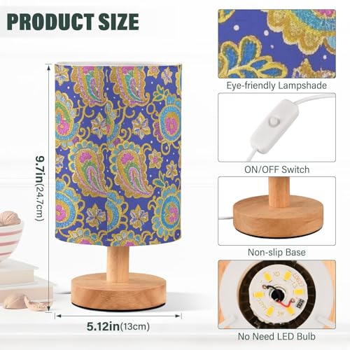 Lámpara de Mesa Pequeña Estilo Casual Azul Floral miniatura 3