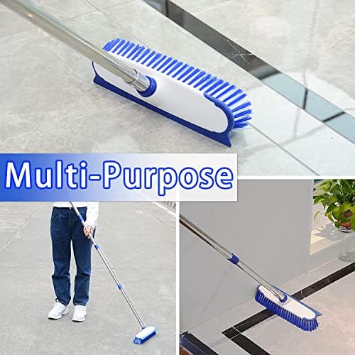 ITTAHO Floor Scrub Brush with Long Handle, 140cm Stiff Bristle Floor Brush Scrubber, Heavy Duty 2 in 1 Floor Brush Scrub Brush for Cleaning Kitchen, Bathroom, Patio, Tile Floor, Grout